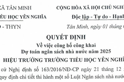 Trường tiểu học Yên Nghĩa công khai dự toán ngân sách nhà nước năm 2025